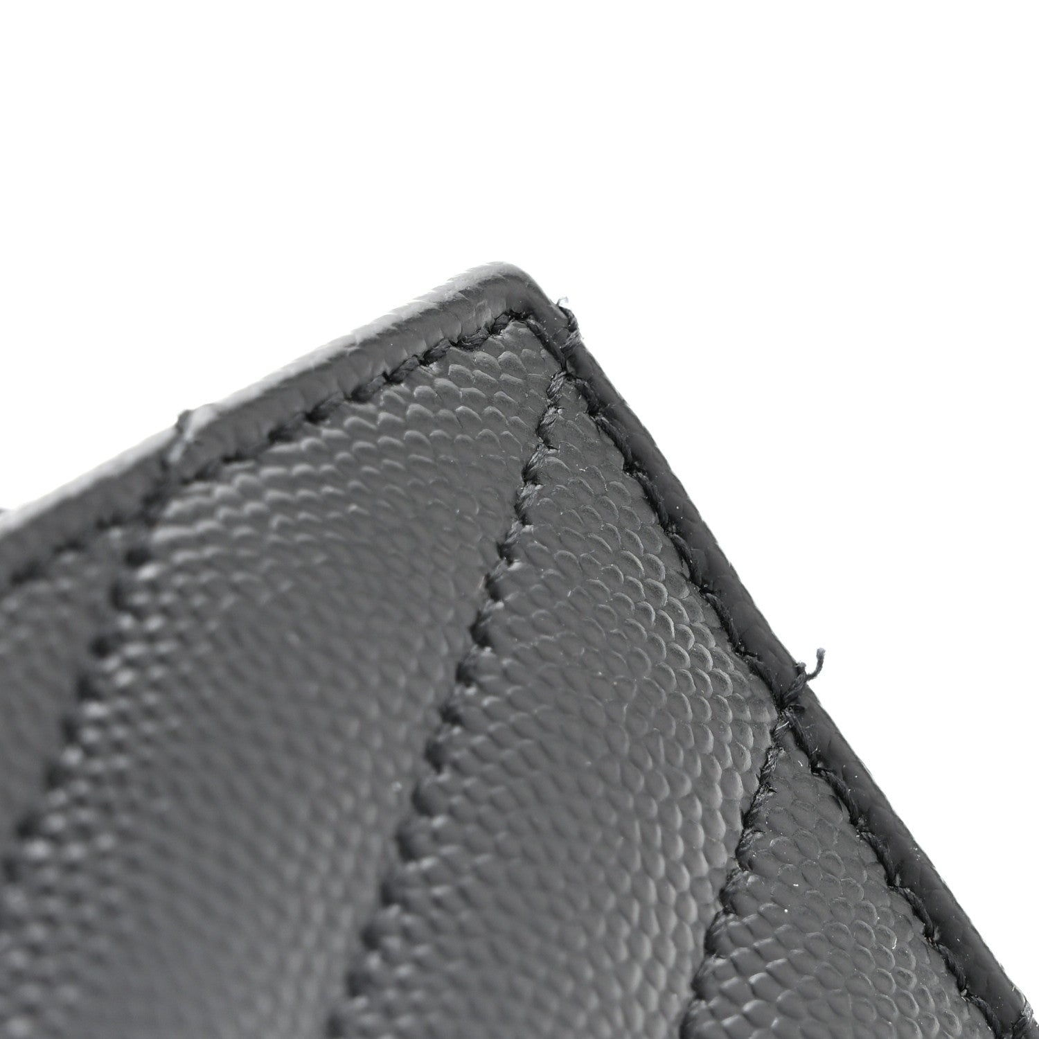 Saint Laurent Grain De Poudre Matelasse Chevron Monogram Monochrome Envelope Chain Wallet Black 14 of 14