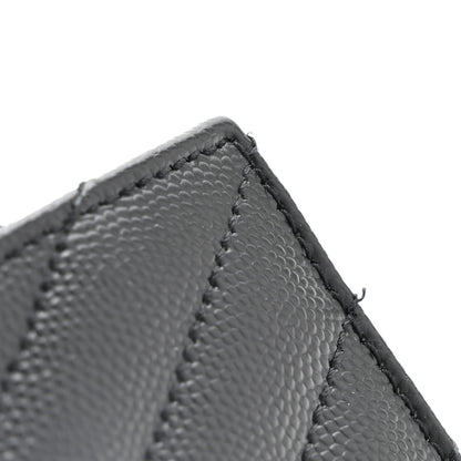 Saint Laurent Grain De Poudre Matelasse Chevron Monogram Monochrome Envelope Chain Wallet Black 14 of 14