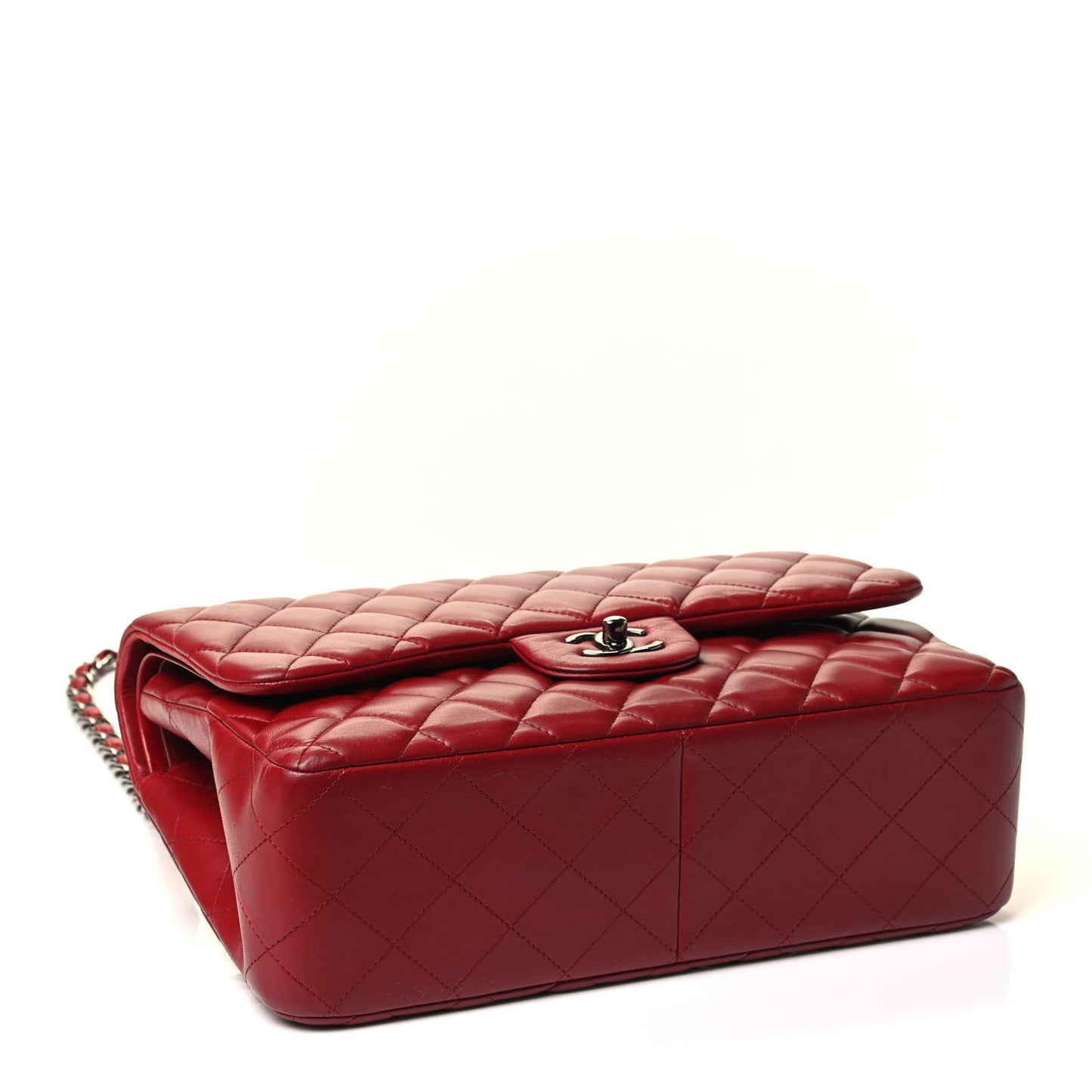 Lambskin Quilted Jumbo Double Flap Red