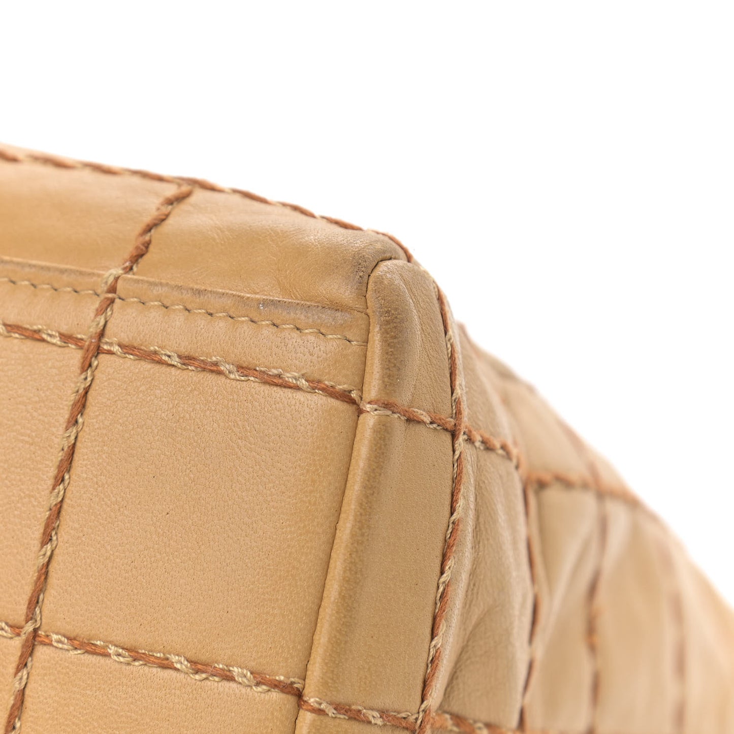 Lambskin Quilted Chocolate Bar Flap Shoulder Bag Beige