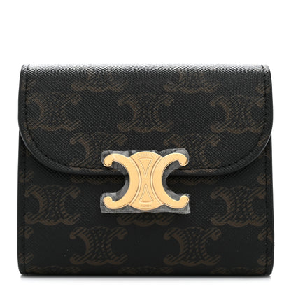 Celine Triomphe Canvas Small Triomphe Wallet Tan 1 of 8