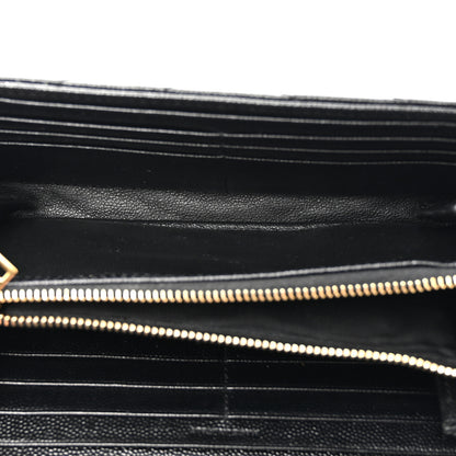 Saint Laurent Grain De Poudre Matelasse Chevron Monogram Flap Wallet Black 5 of 11