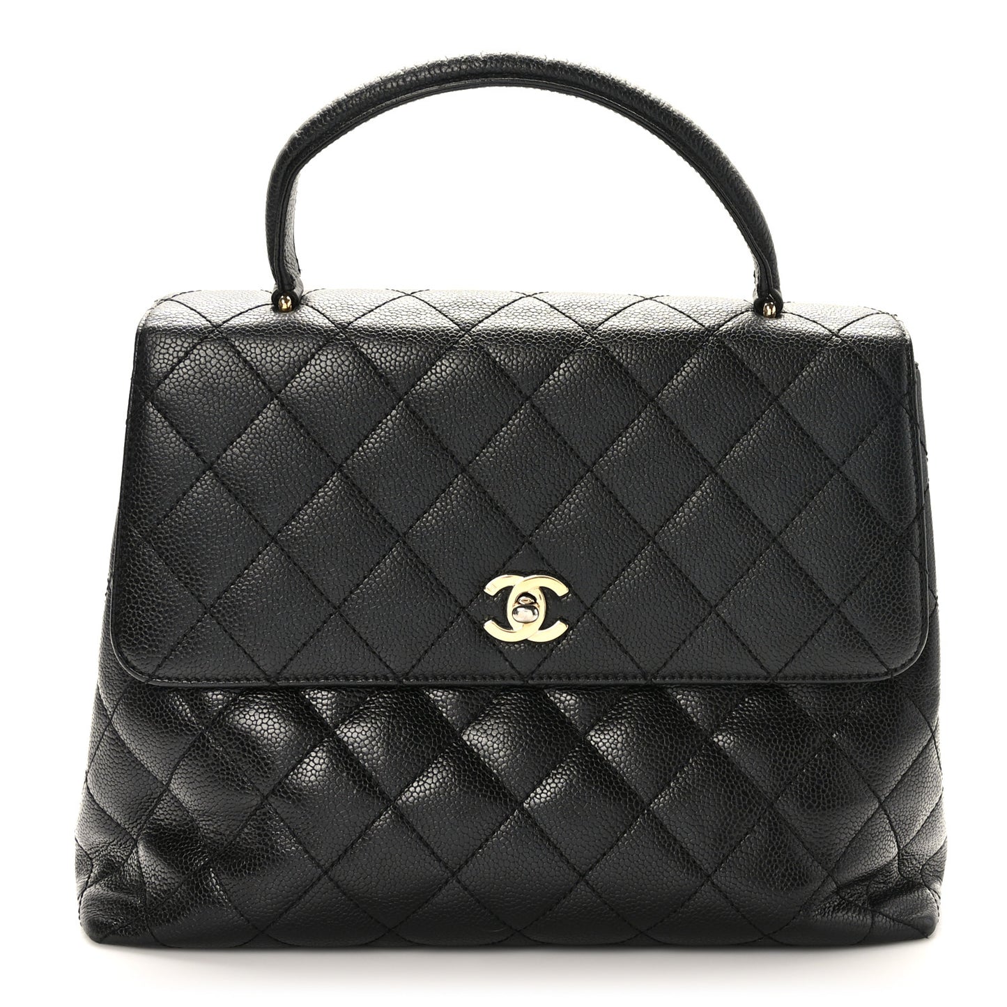 Caviar Quilted Jumbo Kelly Flap Black