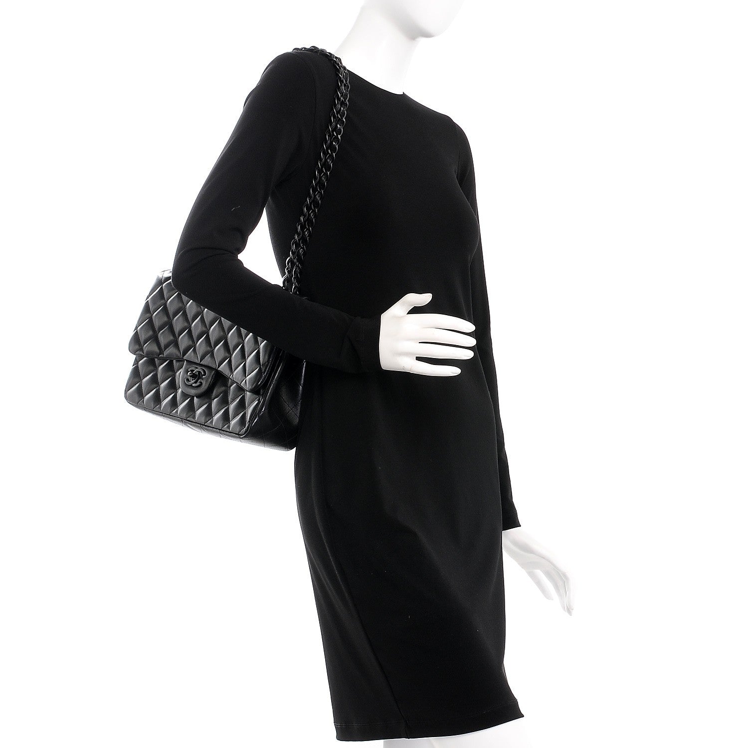 Chanel Lambskin Quilted Jumbo Double Flap So Black 2 of 8