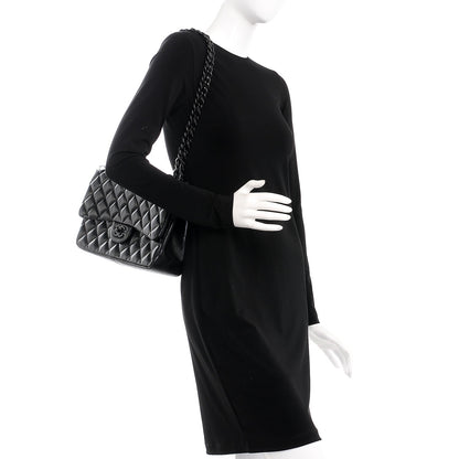 Chanel Lambskin Quilted Jumbo Double Flap So Black 2 of 8