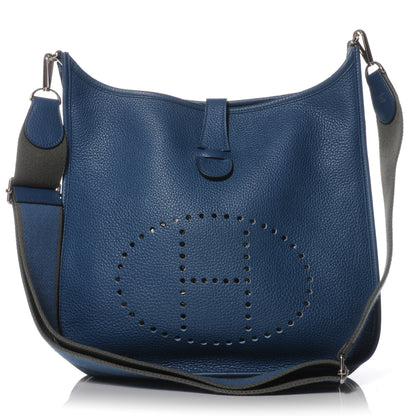 Hermes Taurillon Clemence Evelyne III PM Bleu Thalassa 1 of 7