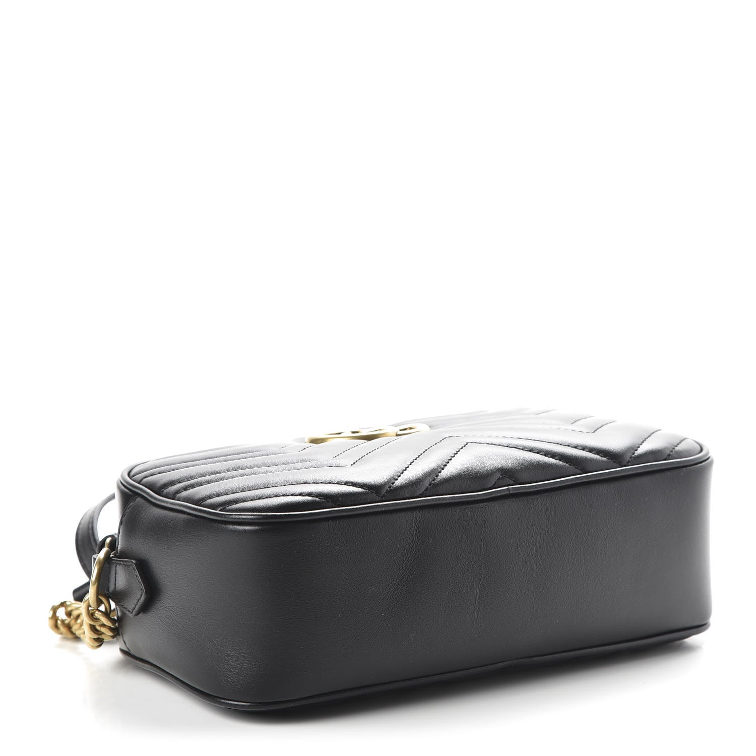 Gucci Calfskin Matelasse Small GG Marmont Chain Shoulder Bag Black 3 of 9