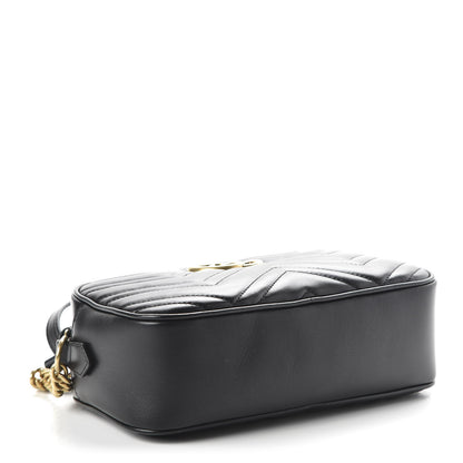 Gucci Calfskin Matelasse Small GG Marmont Chain Shoulder Bag Black 3 of 9