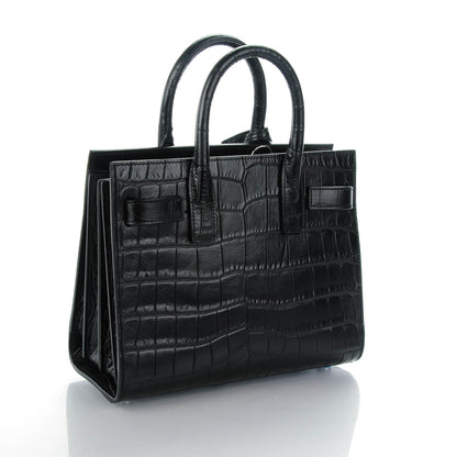 Saint Laurent Calfskin Crocodile Embossed Nano Sac De Jour Black 3 of 7