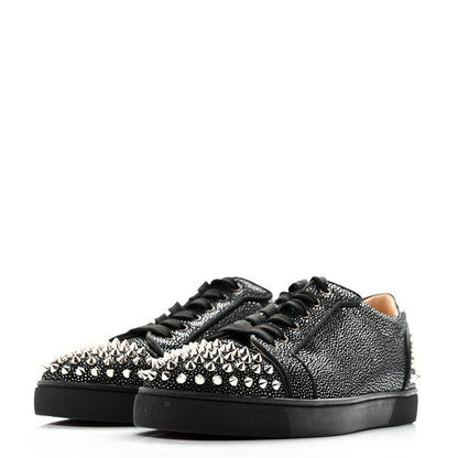 Christian Louboutin Veau Velours Mesh Seavaste 2 Orlato Flat Sneakers 42 Black Silver 4 of 10