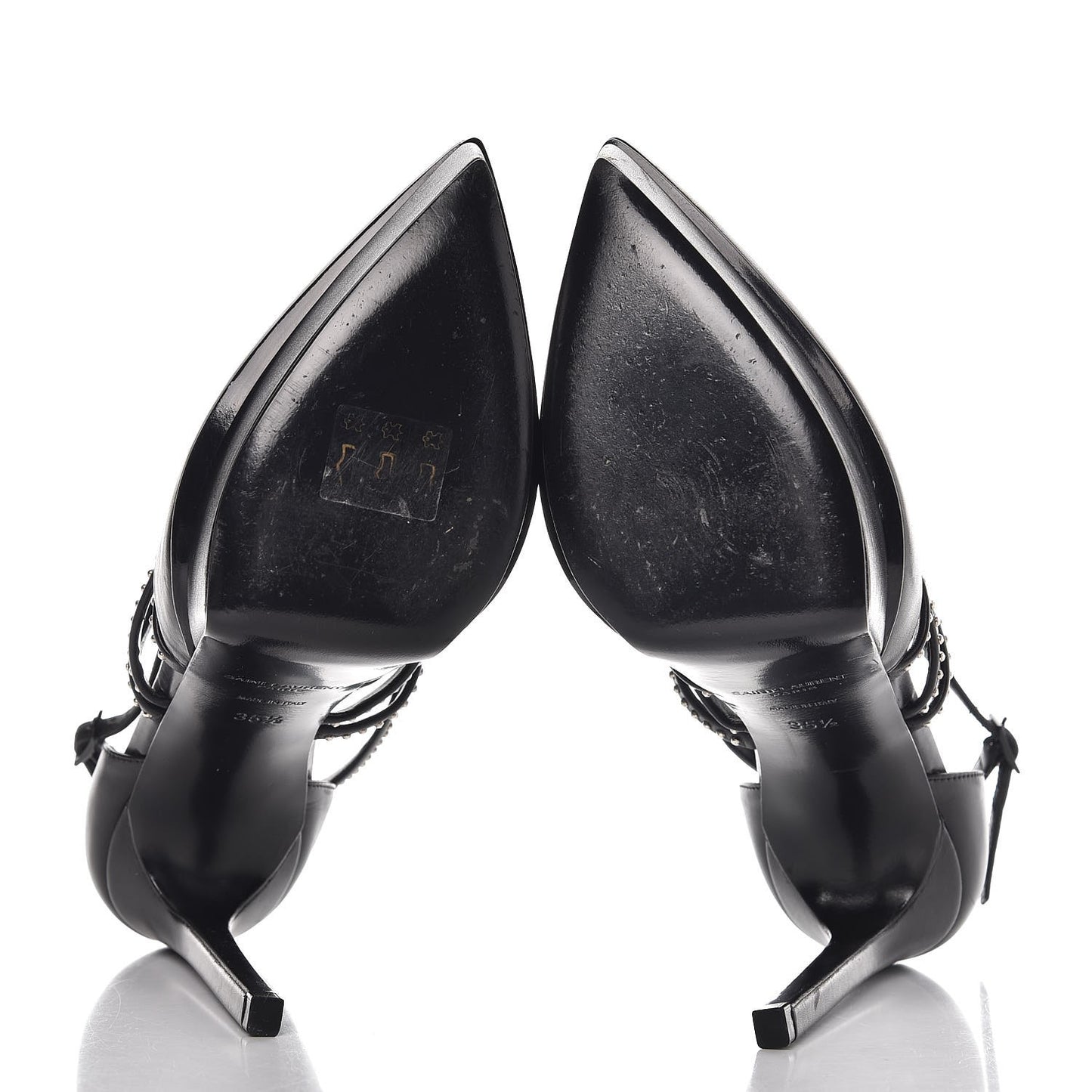 Calfskin Studded Strap Janis 105 Pumps 35.5 Black