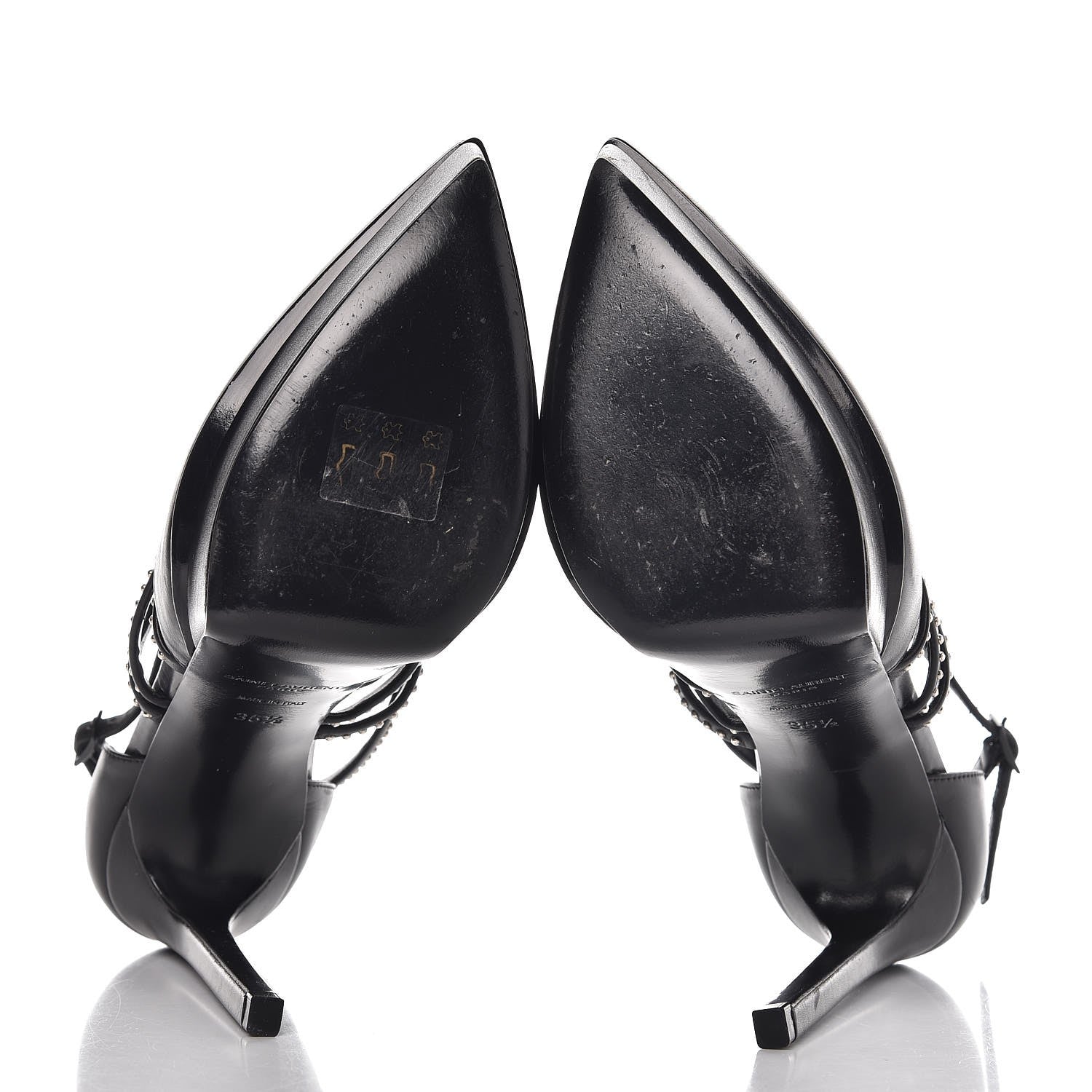 Saint Laurent Calfskin Studded Strap Janis 105 Pumps 35.5 Black 11 of 12