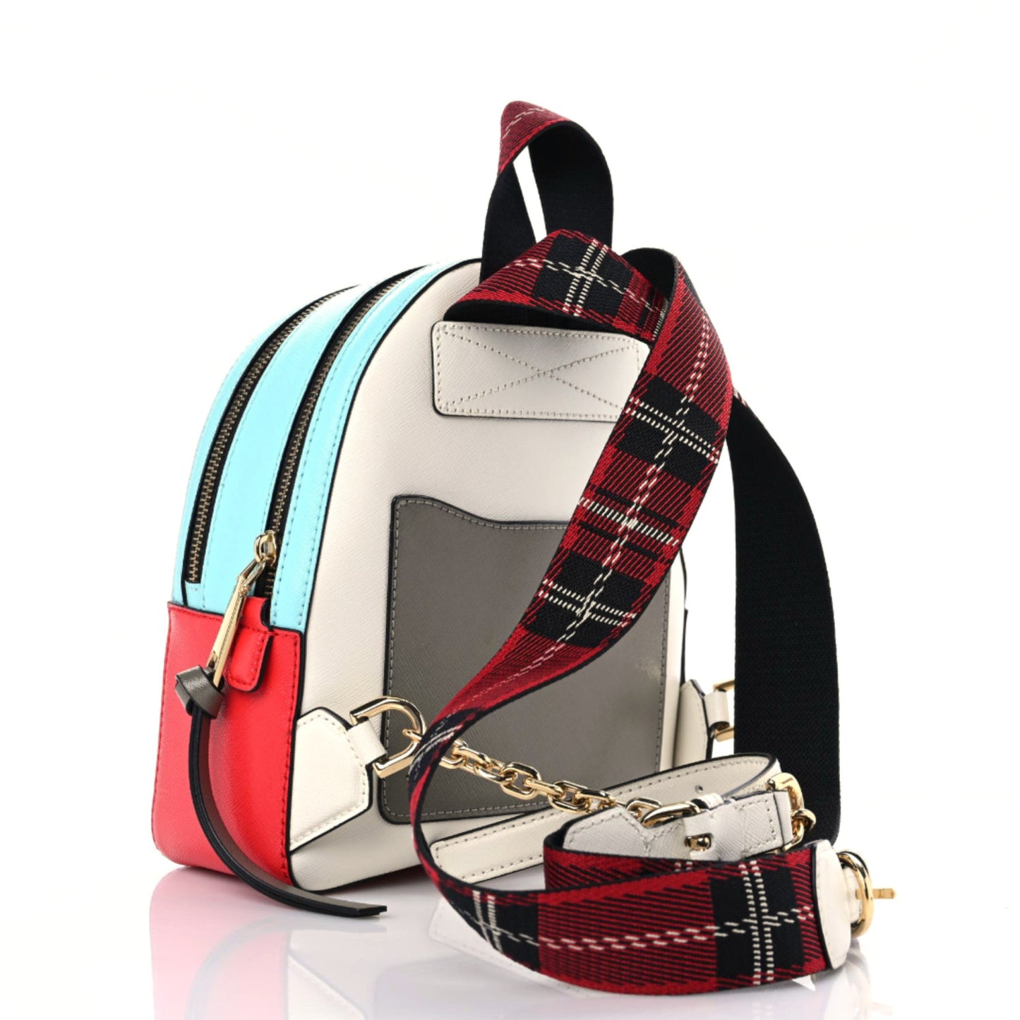 Saffiano Mini Snapshot Backpack White Multicolor