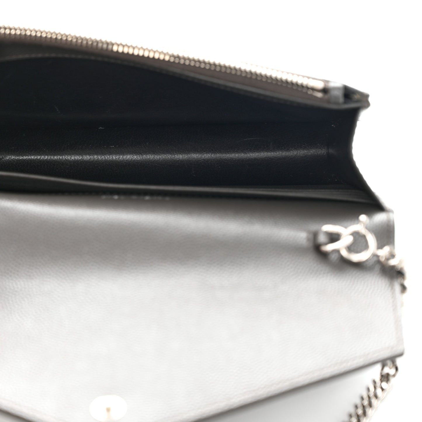 Grain De Poudre Matelasse Chevron Monogram Envelope Chain Wallet Coal