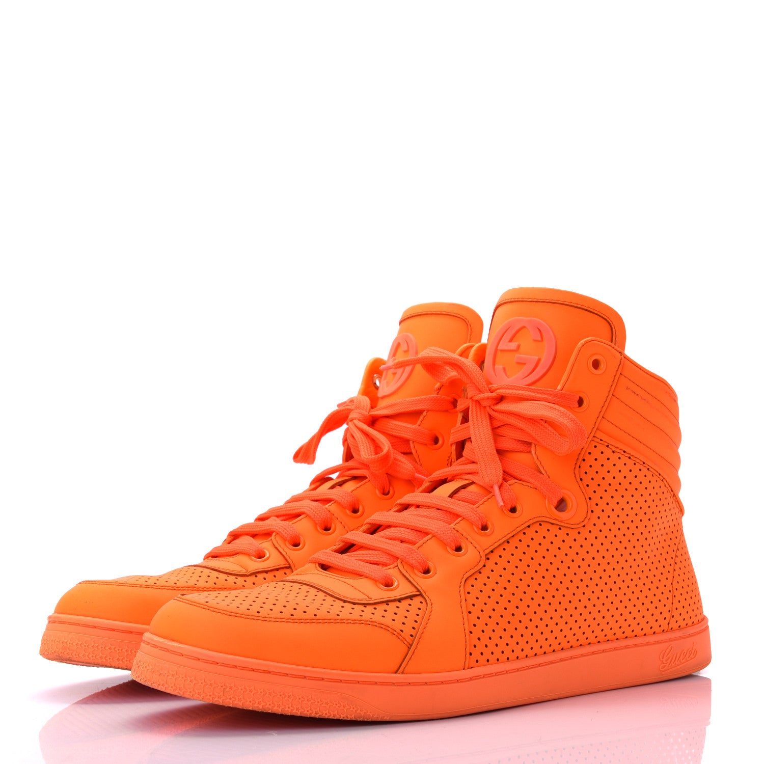Gucci Fluo Matte Calfskin Coda High Top Sneakers 9 Fluorescent Orange 2 of 4