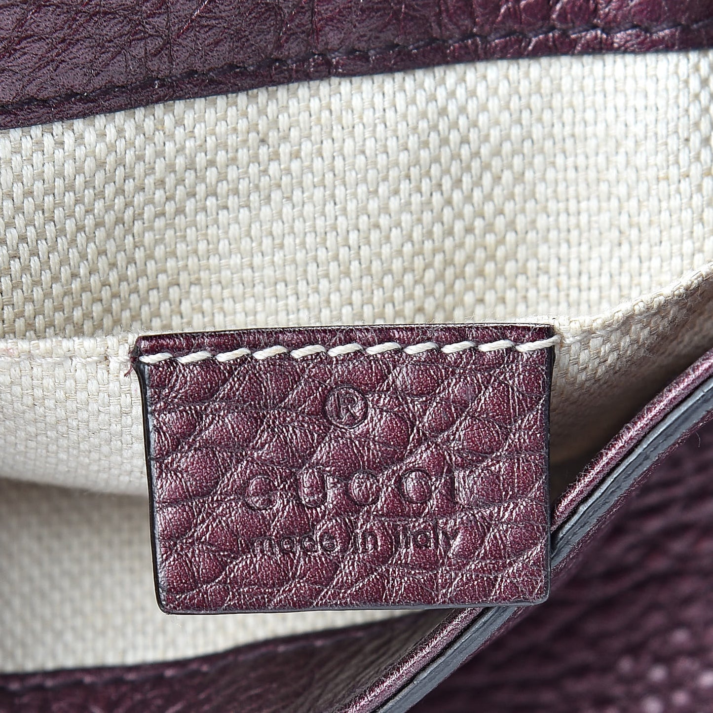Metallic Pebbled Calfskin Small Soho Flap Crossbody Burgundy
