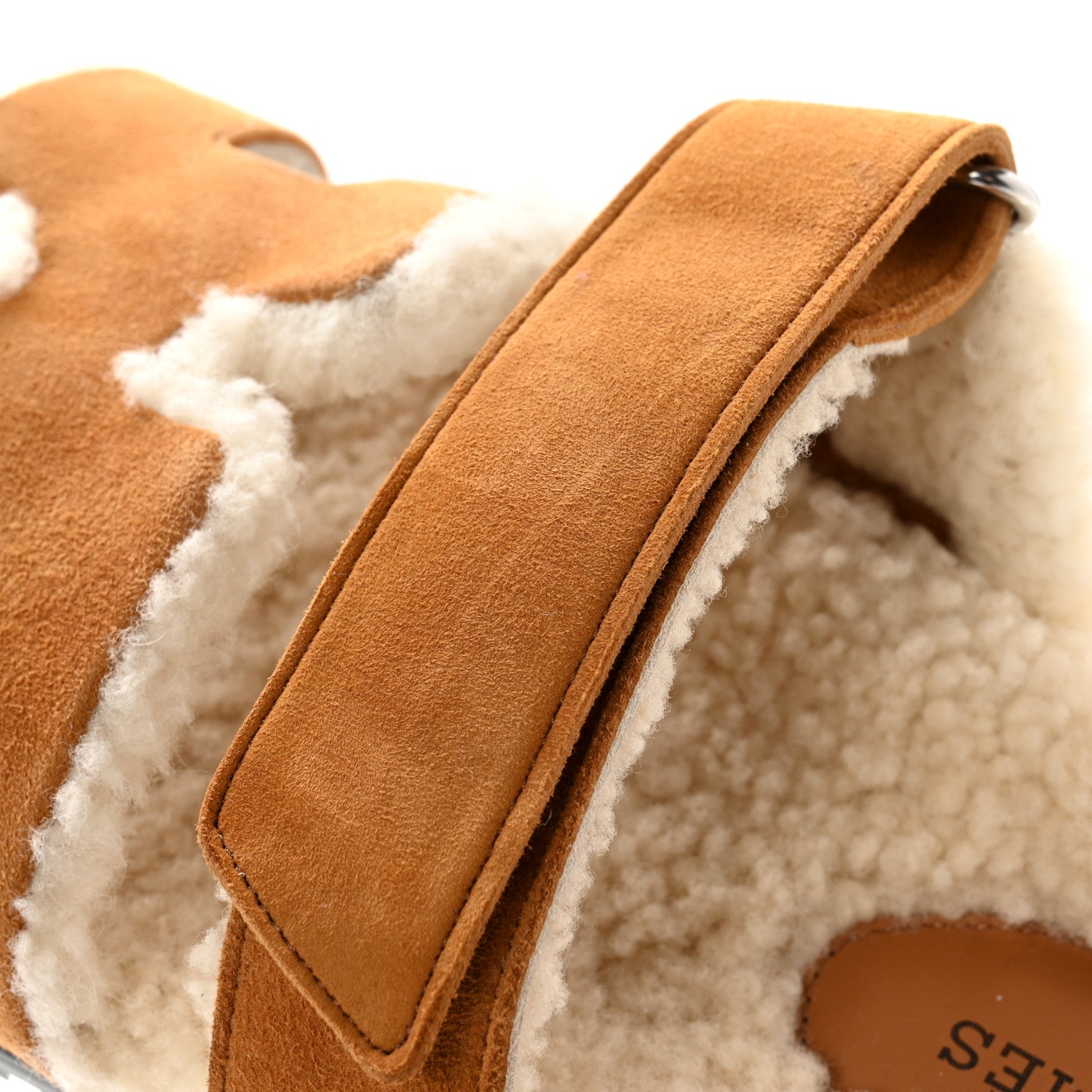 Hermes Suede Goatskin Woolskin Womens Chypre Sandals 38 Naturel Ecru 10 of 11