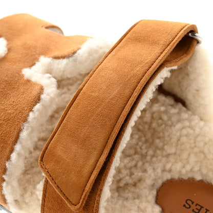 Hermes Suede Goatskin Woolskin Womens Chypre Sandals 38 Naturel Ecru 10 of 11