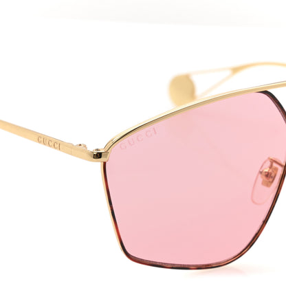 Gucci Square Frame GG0437SA Sunglasses Gold 8 of 9