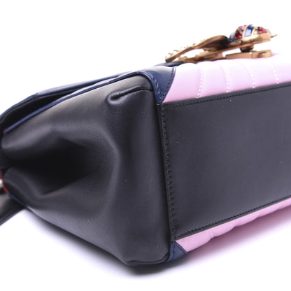 Gucci Calfskin Bamboo Trapuntata Queen Margaret Top Handle Bag Blue Agata Hibiscus Red Mystic White Sugar Pink 6 of 20