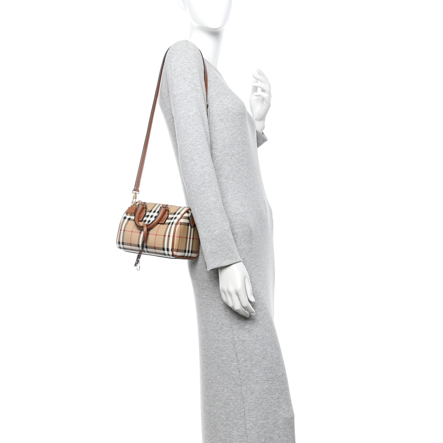 Burberry Vintage Check Mini Bowling Bag Briar Brown 1812667