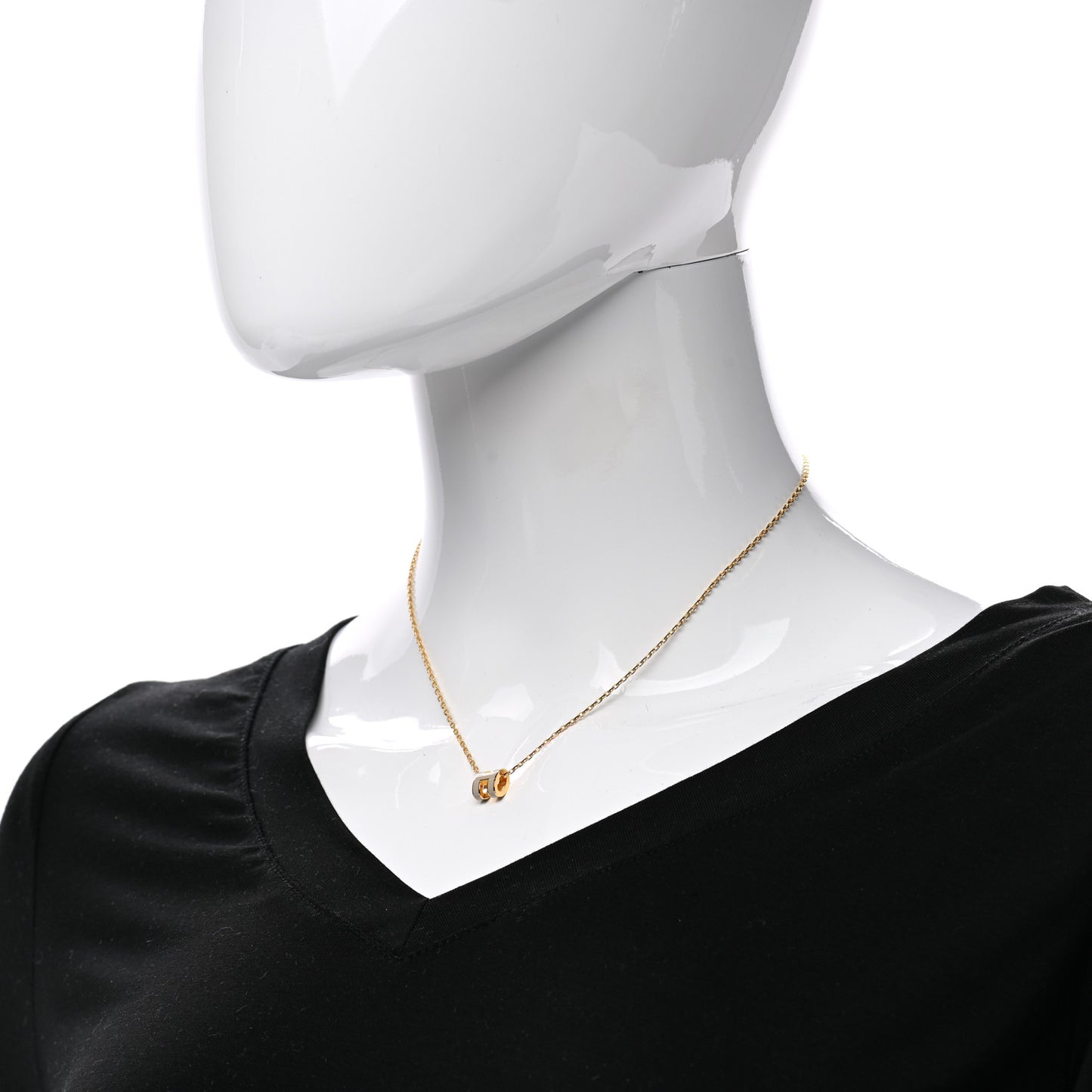 Lacquered Gold Mini Pop H Pendant Necklace Marron Glace