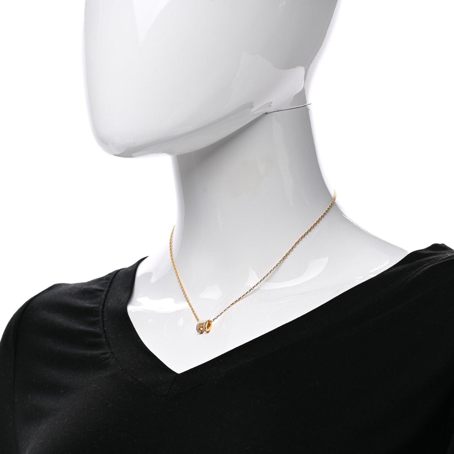 Hermes Lacquered Gold Mini Pop H Pendant Necklace Marron Glace 2 of 5