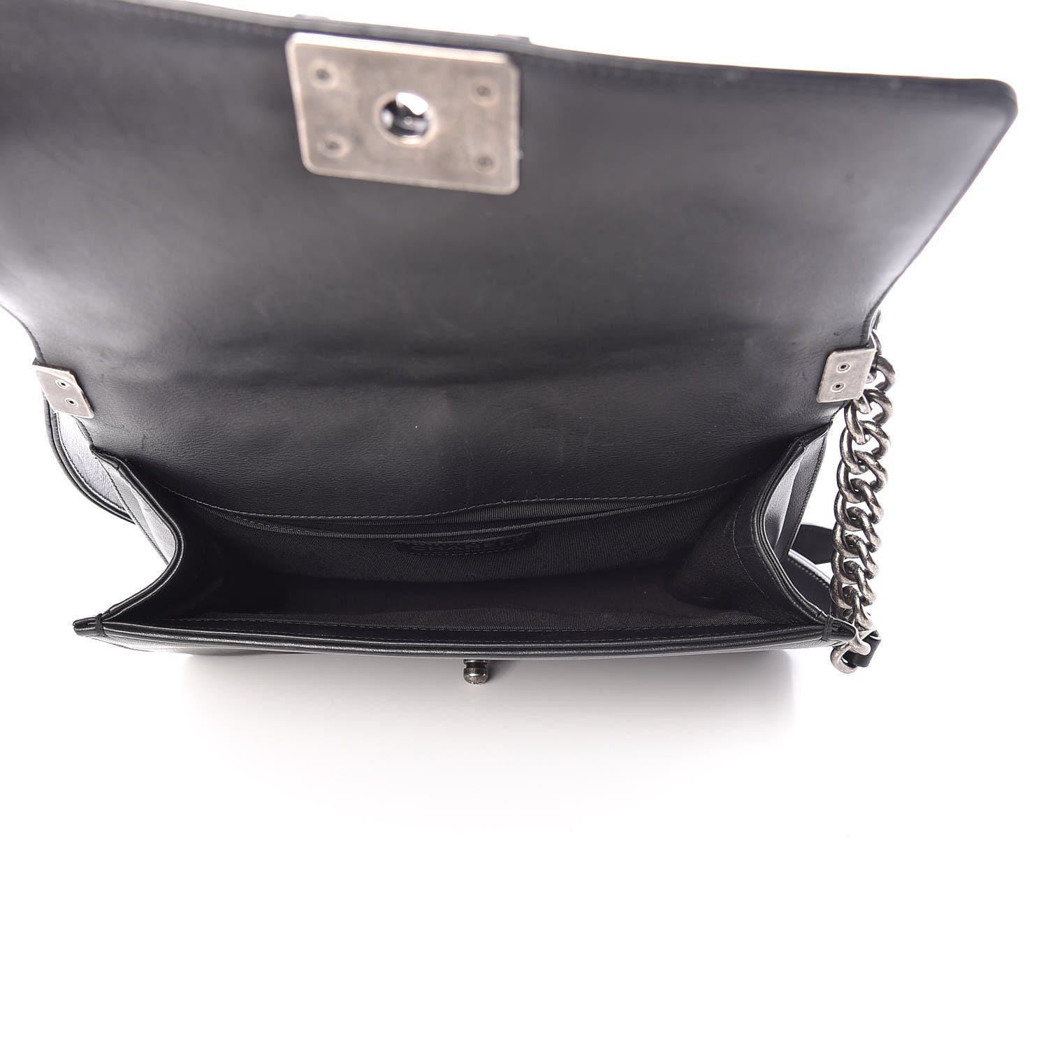Chanel Calfskin Chevron Quilted Medium Boy Flap Black 7 of 13