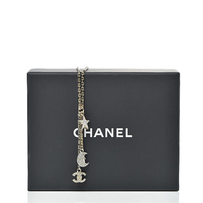Chanel Crystal Pearl CC Moon Star Drop Necklace Gold 6 of 6