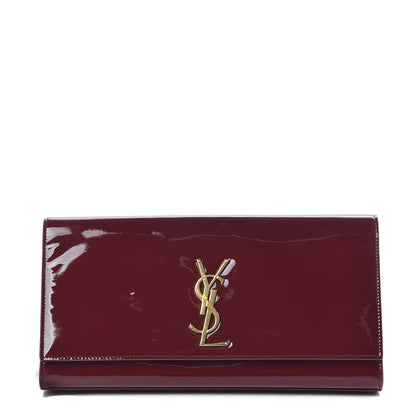 Saint Laurent Patent Classic Monogram Cassandre Clutch Dark Red 1 of 10