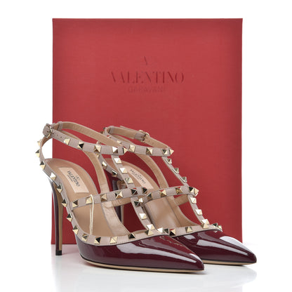 Valentino Garavani Patent Rockstud Ankle Strap 100mm Pumps 41 Vinaccia Poudre 11 of 11