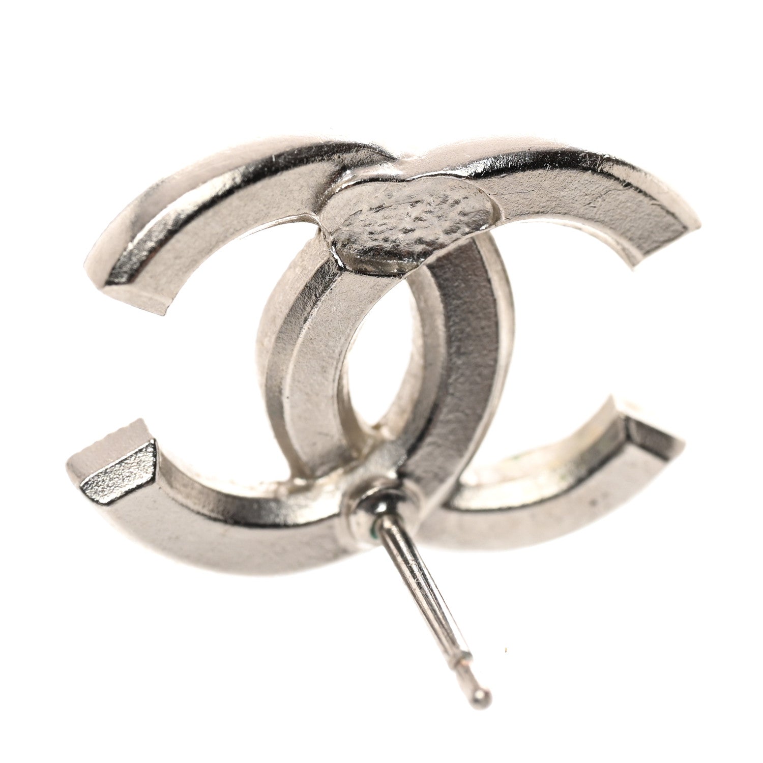 Chanel Baguette Crystal CC Earrings Silver 4 of 5