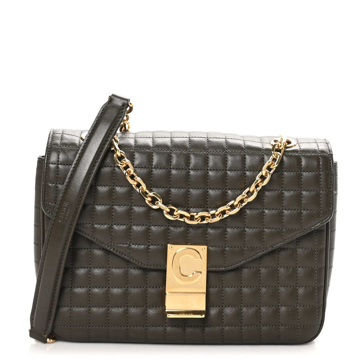 Calfskin Quilted Medium C Bag Khaki