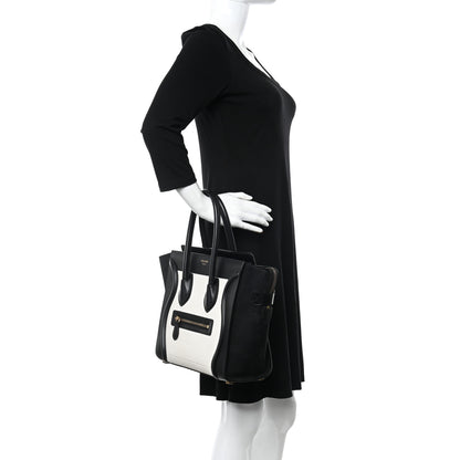 Celine Bullhide Calfskin Micro Bi-Color Luggage Black White 2 of 10