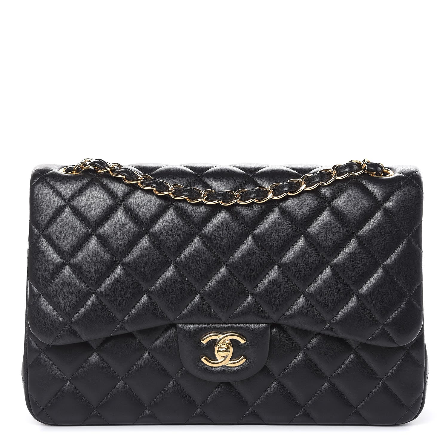 Chanel Lambskin Quilted Jumbo Double Flap Black 1 of 13