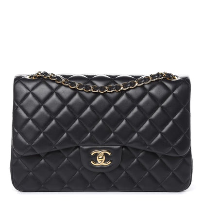 Chanel Lambskin Quilted Jumbo Double Flap Black 1 of 13