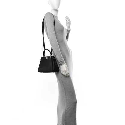 Fendi Cuoio Romano Selleria Bi-Color Mini Peekaboo Iconic Satchel Black Mou 2 of 11
