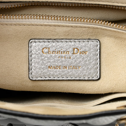 Christian Dior Metallic Grained Calfskin Cannage Medium Supple Lady Dior Silver 6 of 16