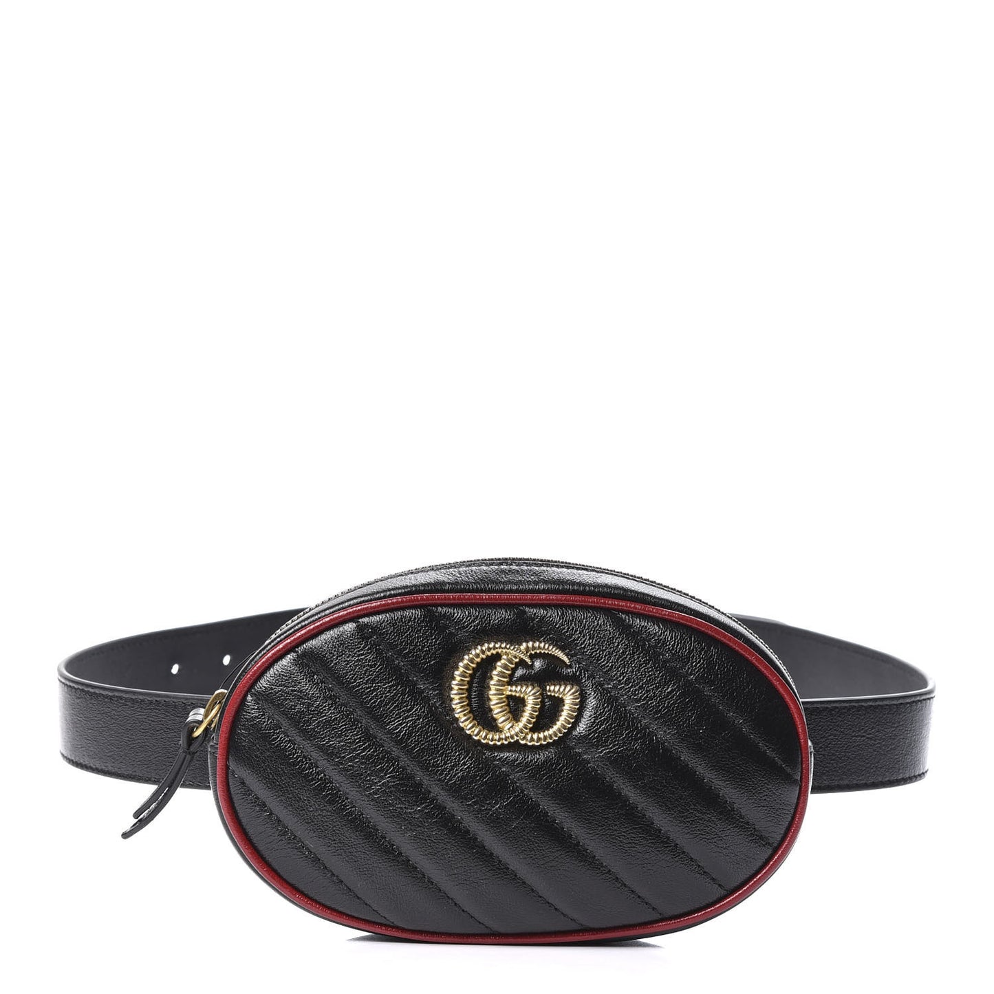 Azalea Calfskin Matelasse Diagonal Torchon GG Marmont Belt Bag 85 34 Black Romantic Cerise