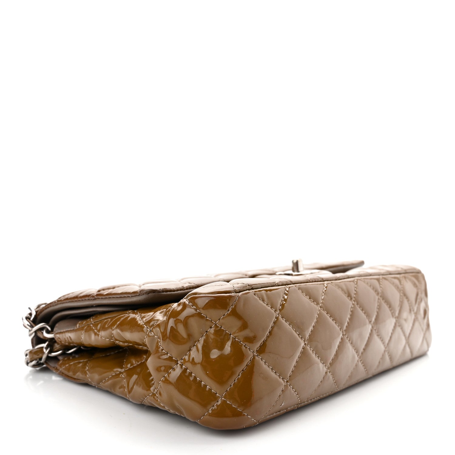 Chanel Patent Quilted Medium Double Flap Dark Green 3 of 10