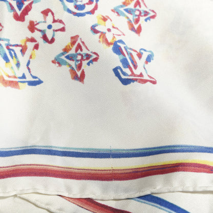 Louis Vuitton Silk Monogram Rainbow Square Scarf White 4 of 4