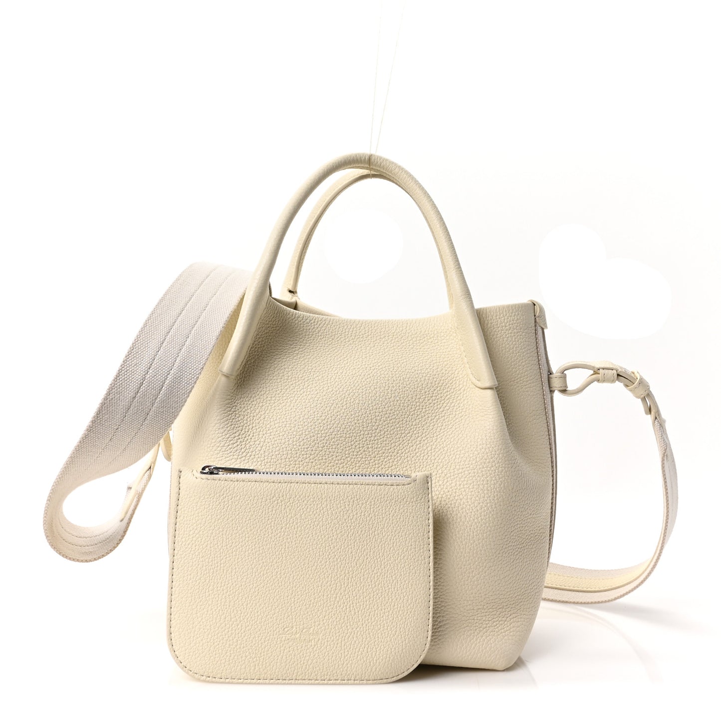 Grained Calfskin Small Bale Bag Whisper White