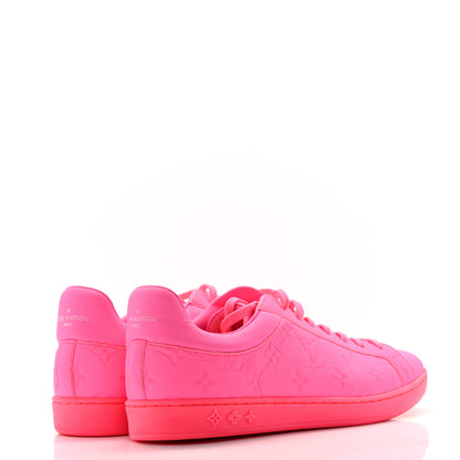 Louis Vuitton Grained Calfskin Embossed Monogram Mens Luxembourg Sneakers 8 Fluo Pink 4 of 11