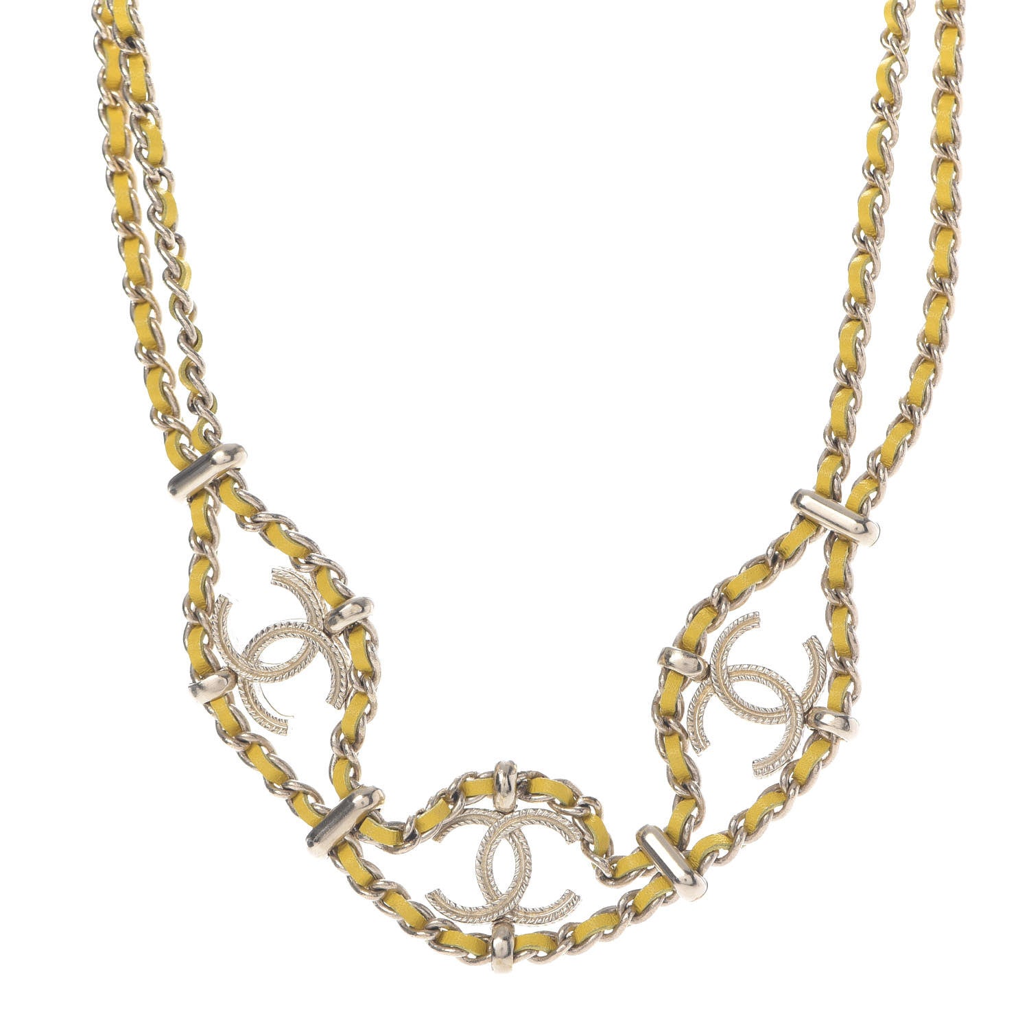Chanel Metal Lambskin Chain Link Choker Yellow 1 of 7