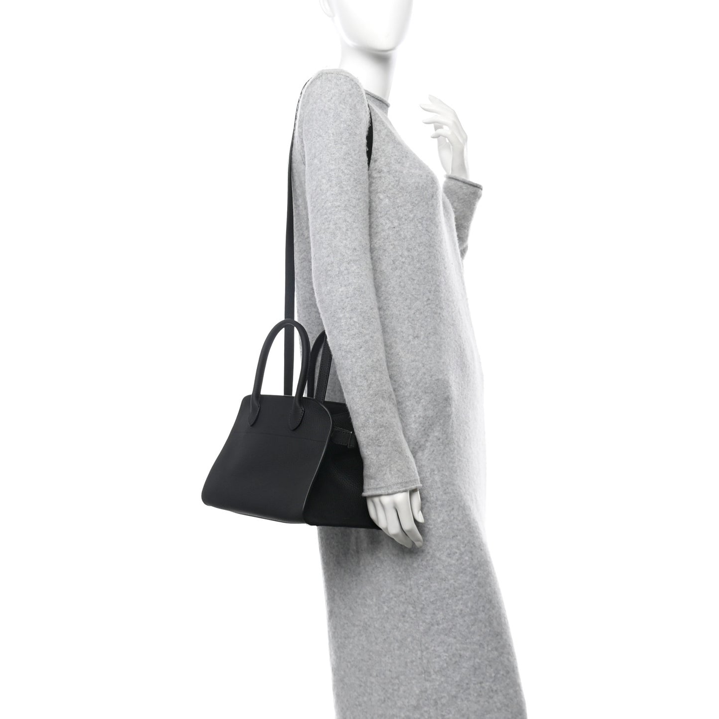 Matte Grained Calfskin Soft Margaux 10 Bag Black