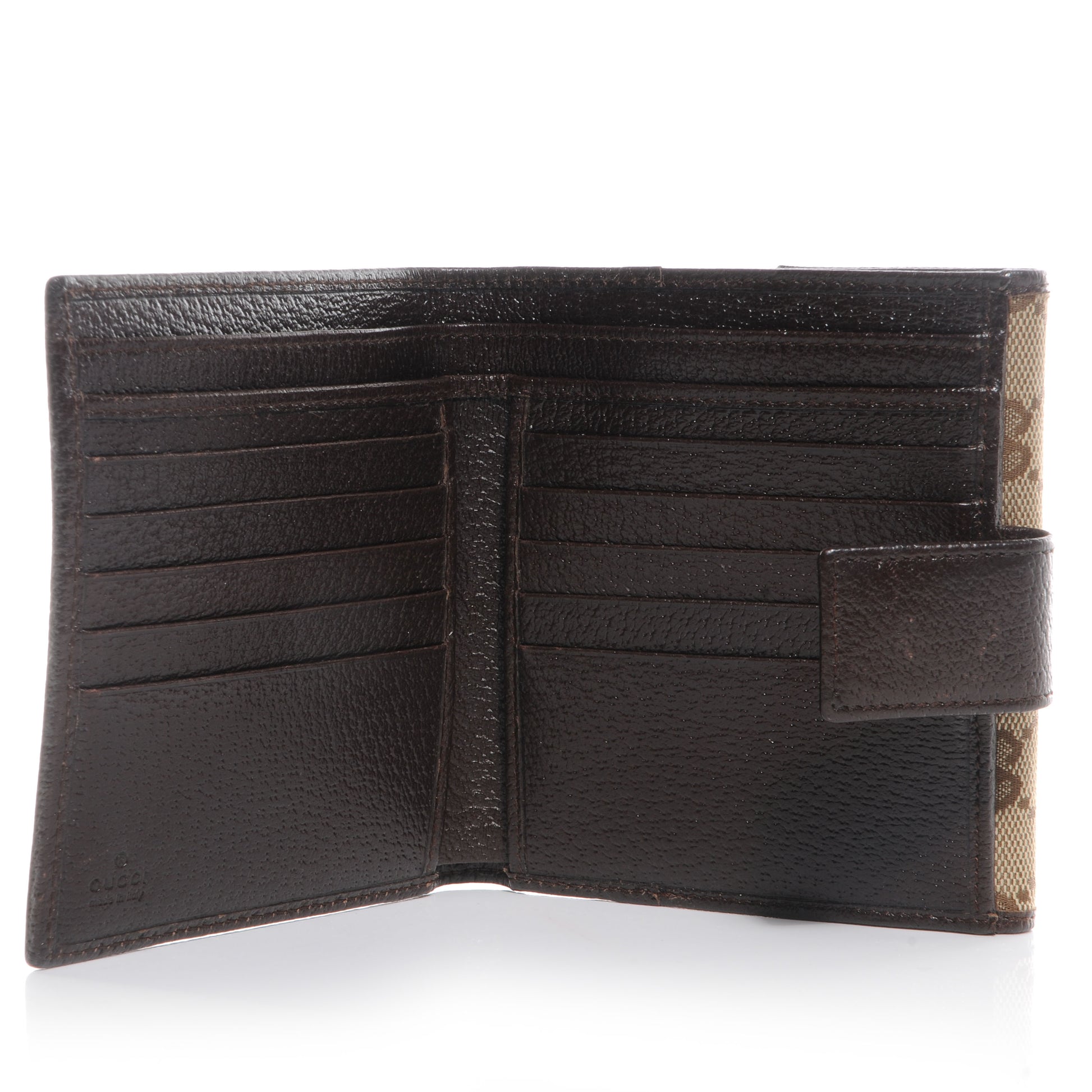 Gucci Monogram Metal Bar French Flap Wallet Beige Ebony Cocoa 6 of 8