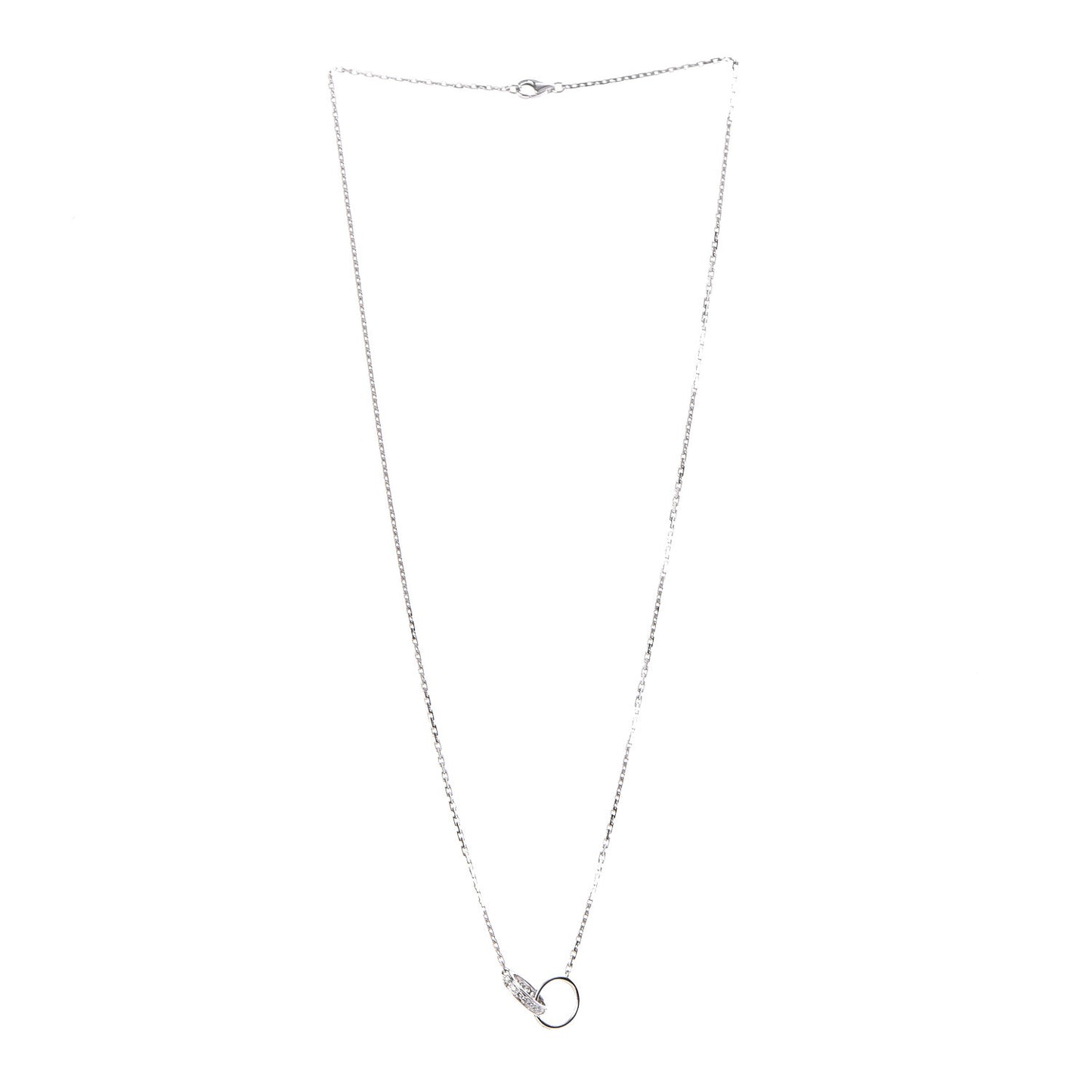 18K White Gold Diamond Interlocking LOVE Necklace