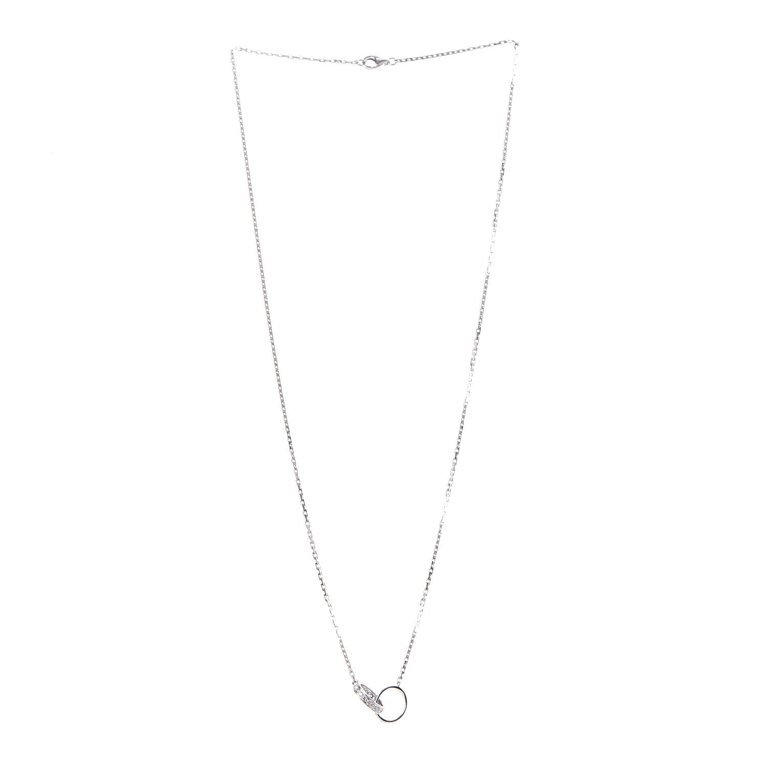 Cartier 18K White Gold Diamond Interlocking LOVE Necklace 3 of 8