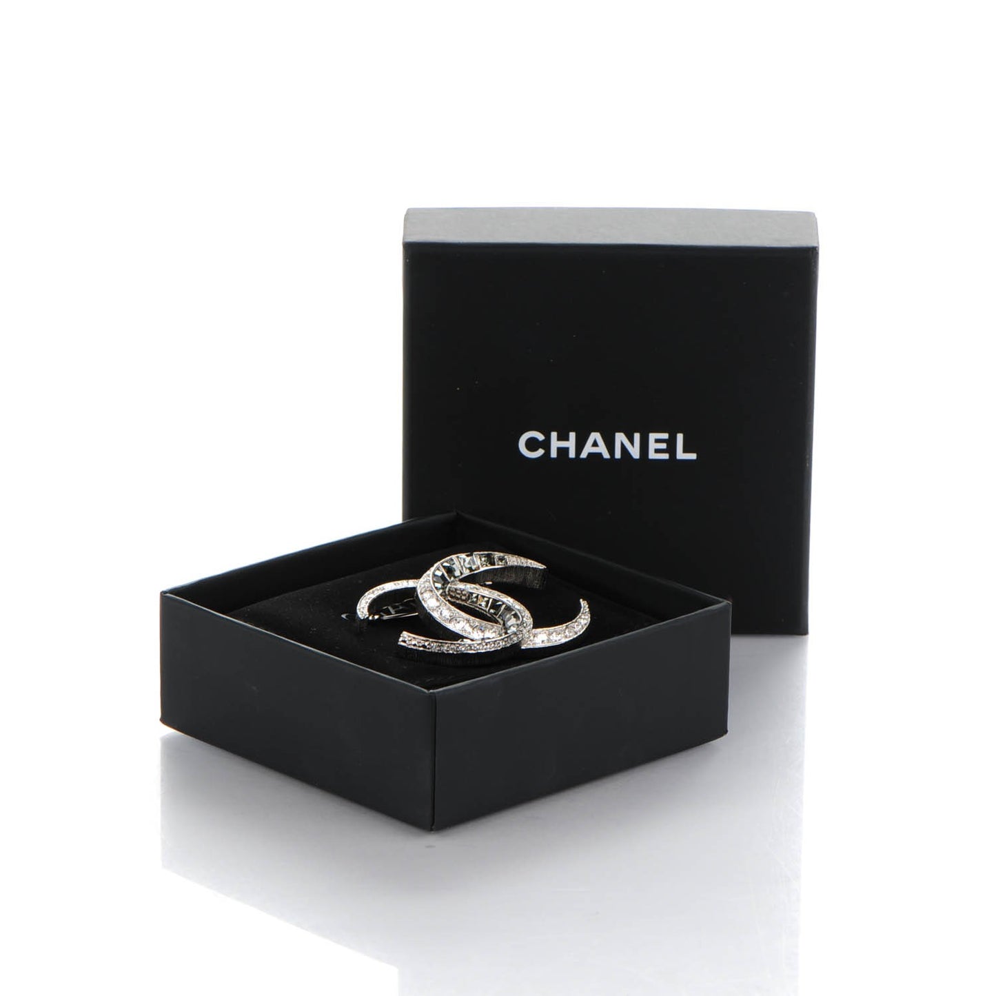Baguette Crystal CC Brooch Silver