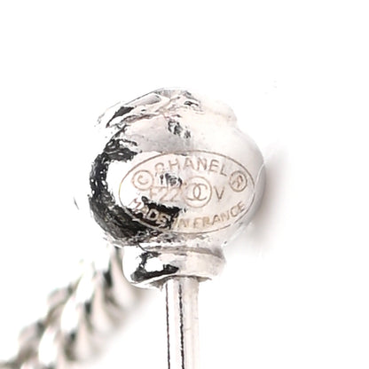 Chanel Baguette Crystal CC Drop Earrings Silver 4 of 4